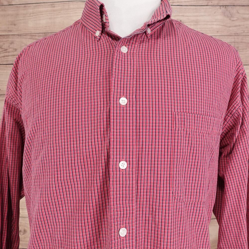 Roundtree & Yorke Shirt Mens 2XB Red Check Long Sleeve Button Down Cotton Casual